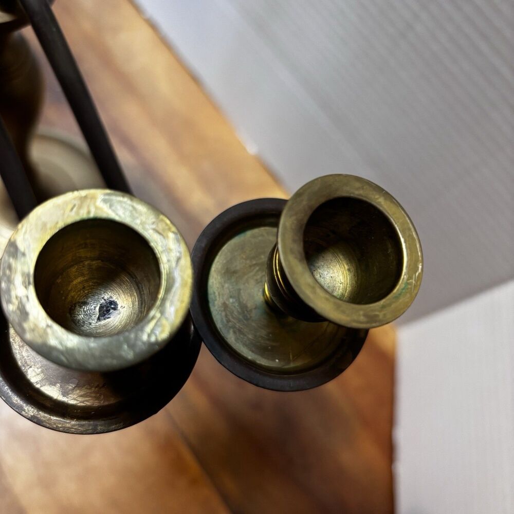 Vintage 14" Heavy Solid Brass 5-Light Candelabra 4 Rotating Swivel Arm Colonial - Picture 9 of 15